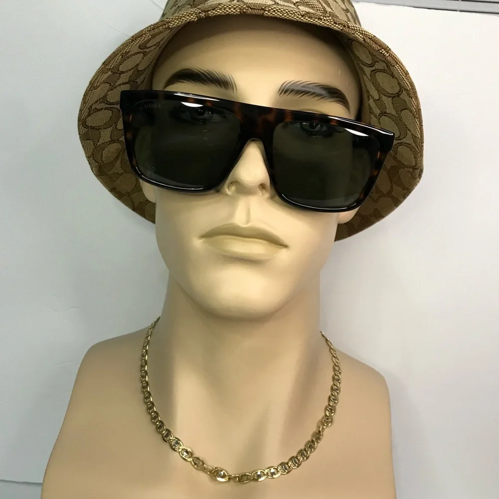 New Authentic GUCCI GG0748S 003 Tortoise Green Sunglasses